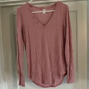 Old Navy Red and White Striped Long Sleeve Tee